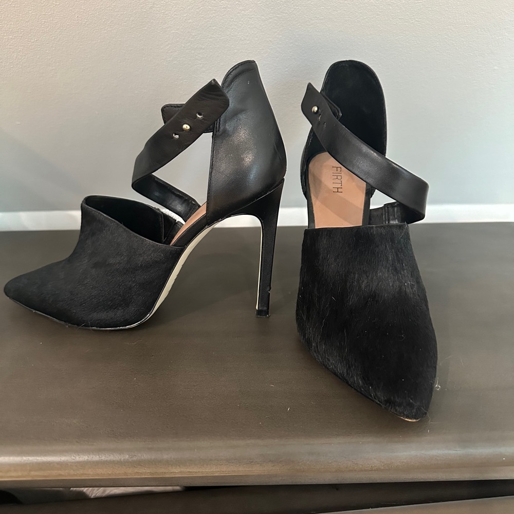 Firth Size 9 Black Heel Booties Calf Hair